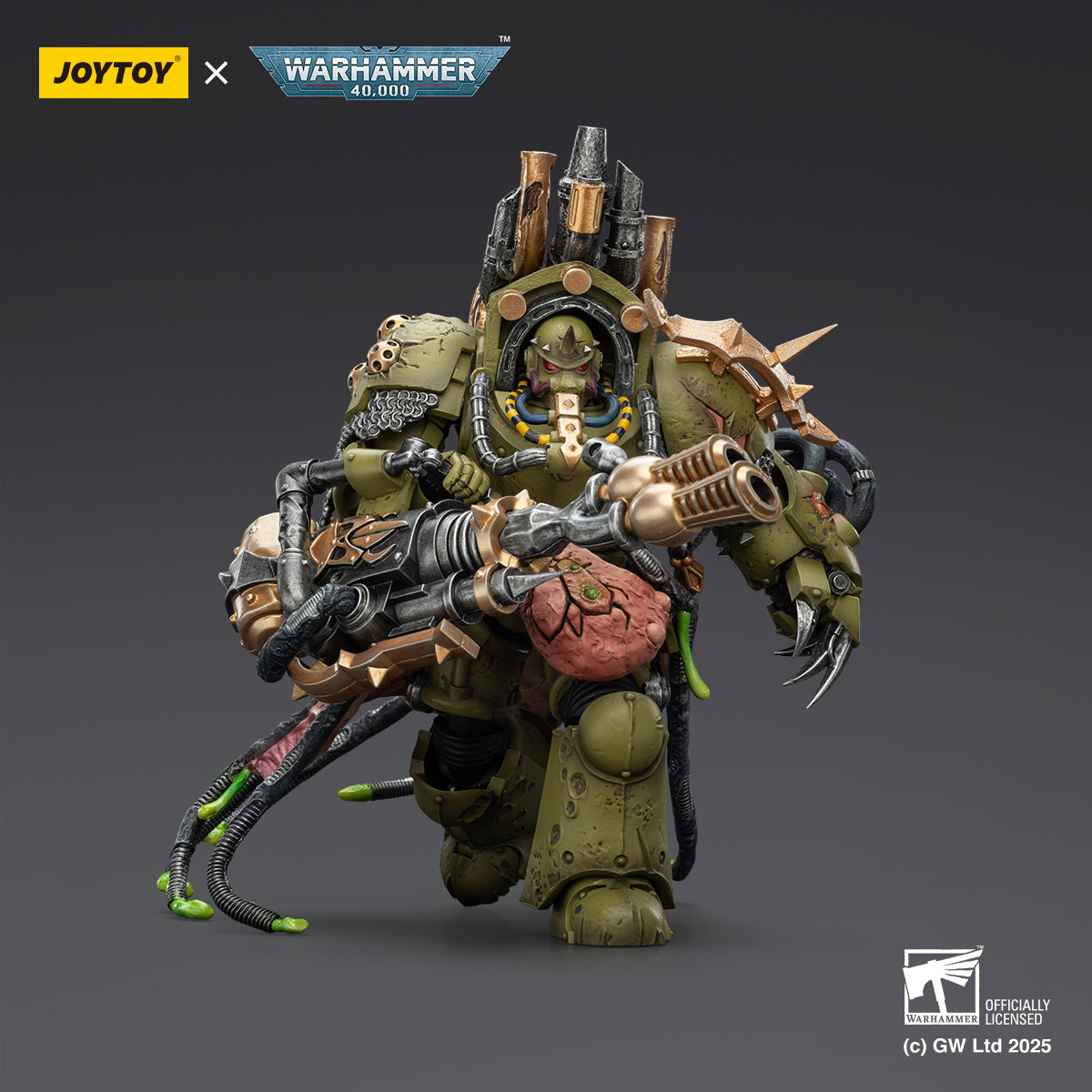 JOYTOY Warhammer Death Guard Lord of Virulence with Power Fist and Twin Plague Spewer & Foul Blightspawn with Plague Sprayer 1/18 Scale Action Figure