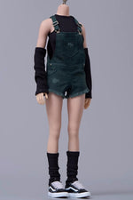 Cdtoys Female Figure Doll Clothes: Green Suspender Shorts For Female 12-inch Action Figure