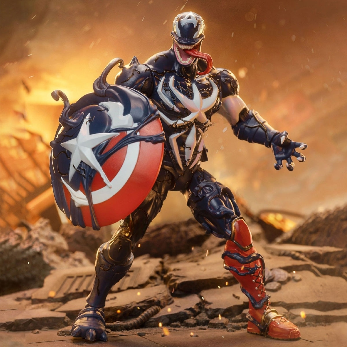 Only Shipped to the US) ZD Toys 1/10 Venomized Capt. America Action F