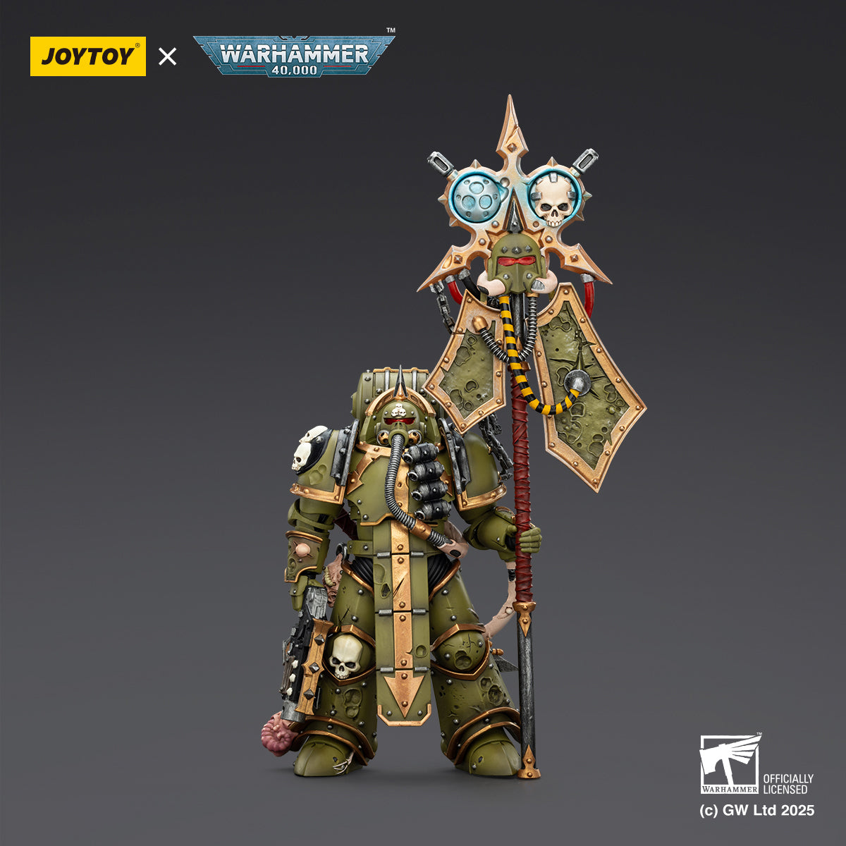 JOYTOY Warhammer Death Guard Blightlord Terminator & Plague Marine Icon bearer with Boltgun and Plague knife 1/18 Scale Action Figure