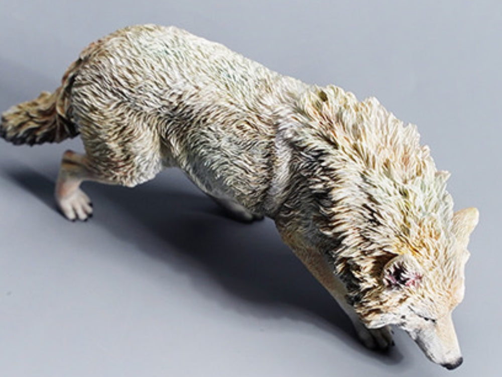 JXK Collectible Wolf Figure: North American Gray Wolf, Expertly Hand-Painted, Lifelike, Safe Resin, 1:6 Scale Miniature Animal Figurine