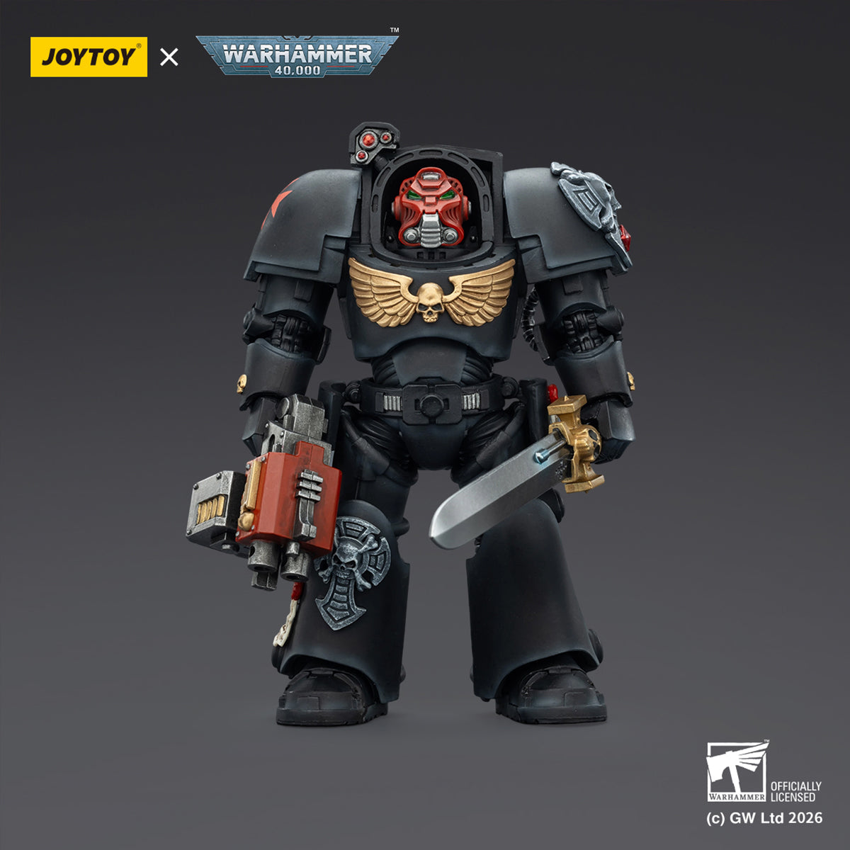 JOYTOY Warhammer 40,000 Black Templars Terminator with Power Fist and Assault Cannon & with Power Fist and Storm Bolter & with Power Sword and Storm Bolter Action Figure