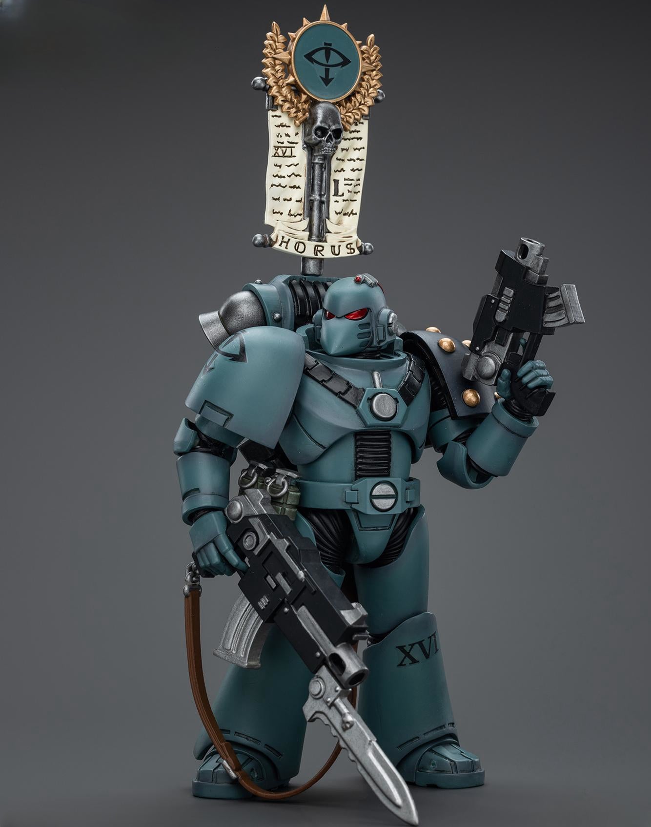 HiPlay JoyToy Warhammer The Horus Heresy Collectible Figure: Sons of Horus MKVI Tactical Squad Legionary with Legion Vexilla 1:18 Scale Action Figures JT9480