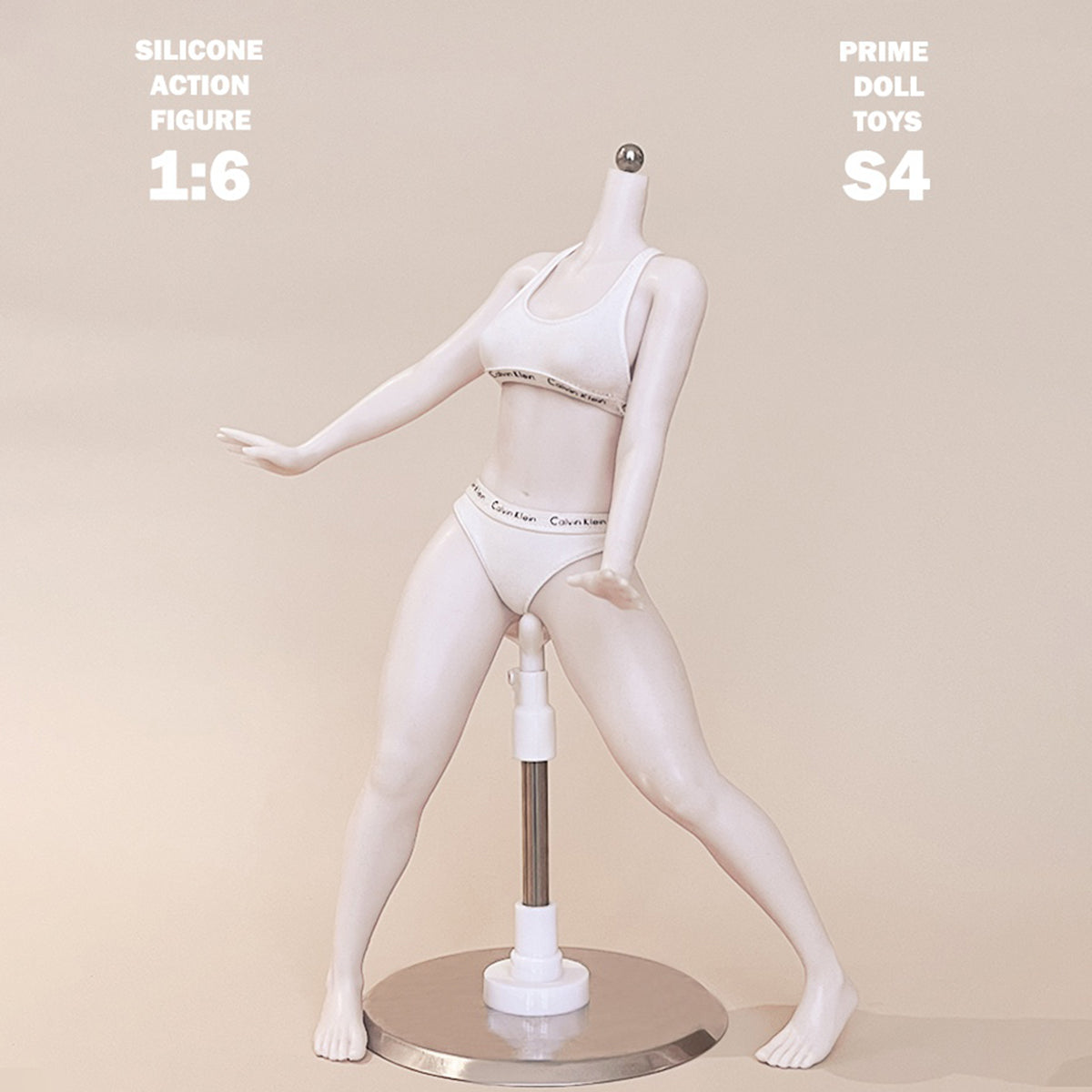 PDTOYS Seamless Platinum Silicone Standard Female Body S4 Integrated Hands & Feet Pale Skin with Body Makeup Articulated Fingers