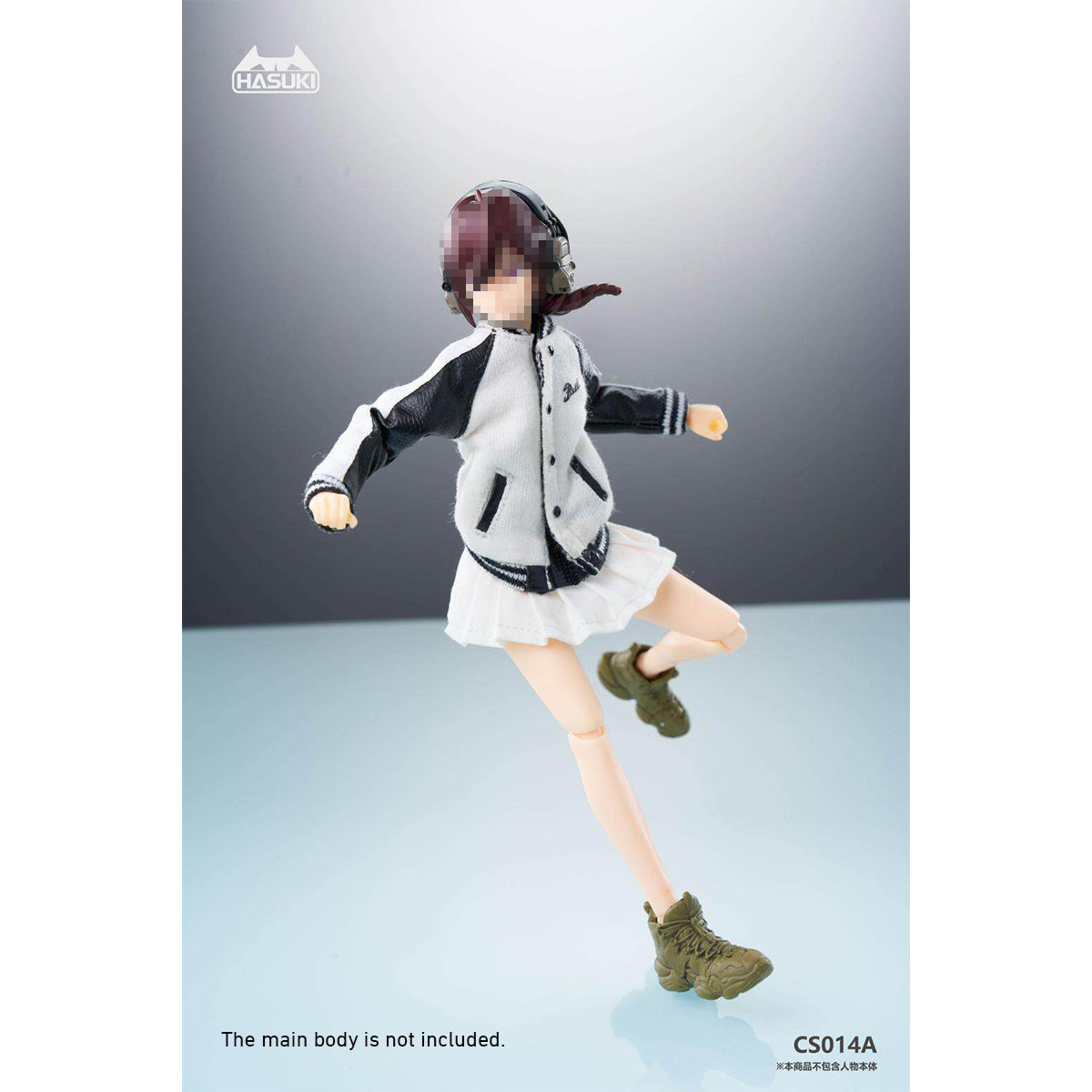 HASUKI Baseball Jacket and Pleated Skirt Set 1/12 Scale Mecha Lady Clothing Pack CS014 Doll Clothes Accessory Fit Action Figure