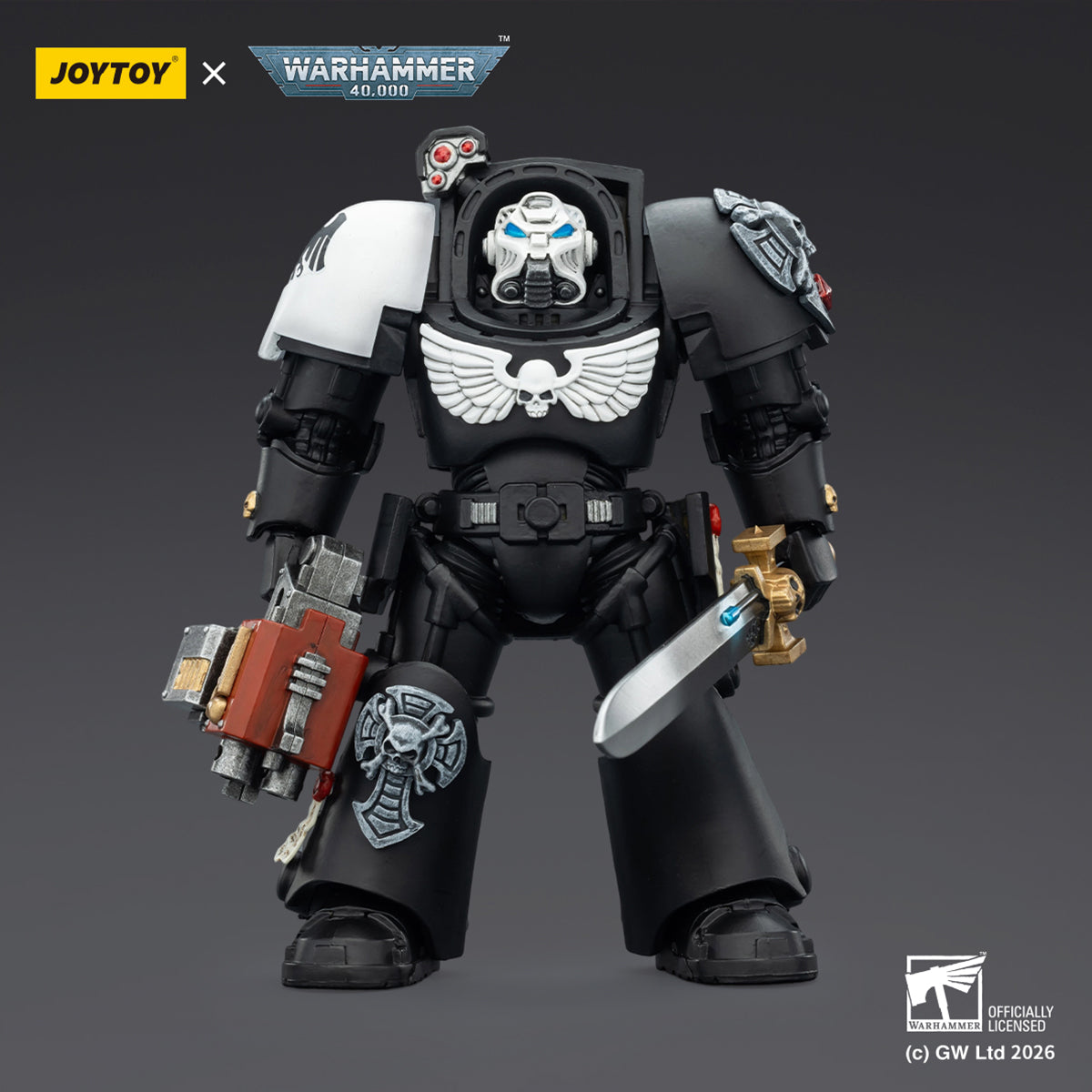 JOYTOY Warhammer 40,000 Raven Guard Terminator with Power Fist and Assault Cannon & with Power Fist and Storm Bolter & with Power Sword and Storm Bolter Action Figure