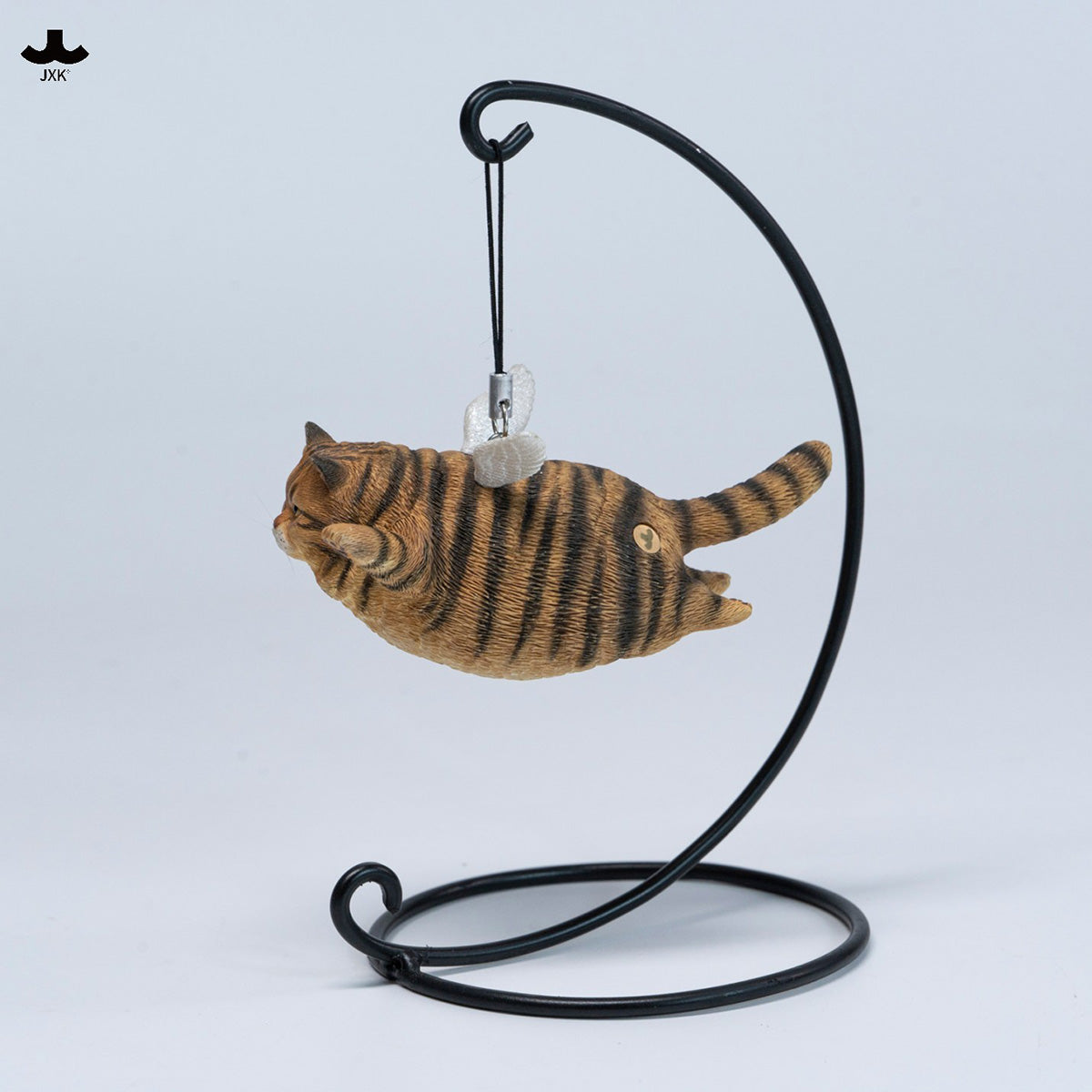 JXK Cat Angel Statue JXK383 Winged Feline Figure with Metal Stand Realistic Animal Collectible for Home Office Desk Decor