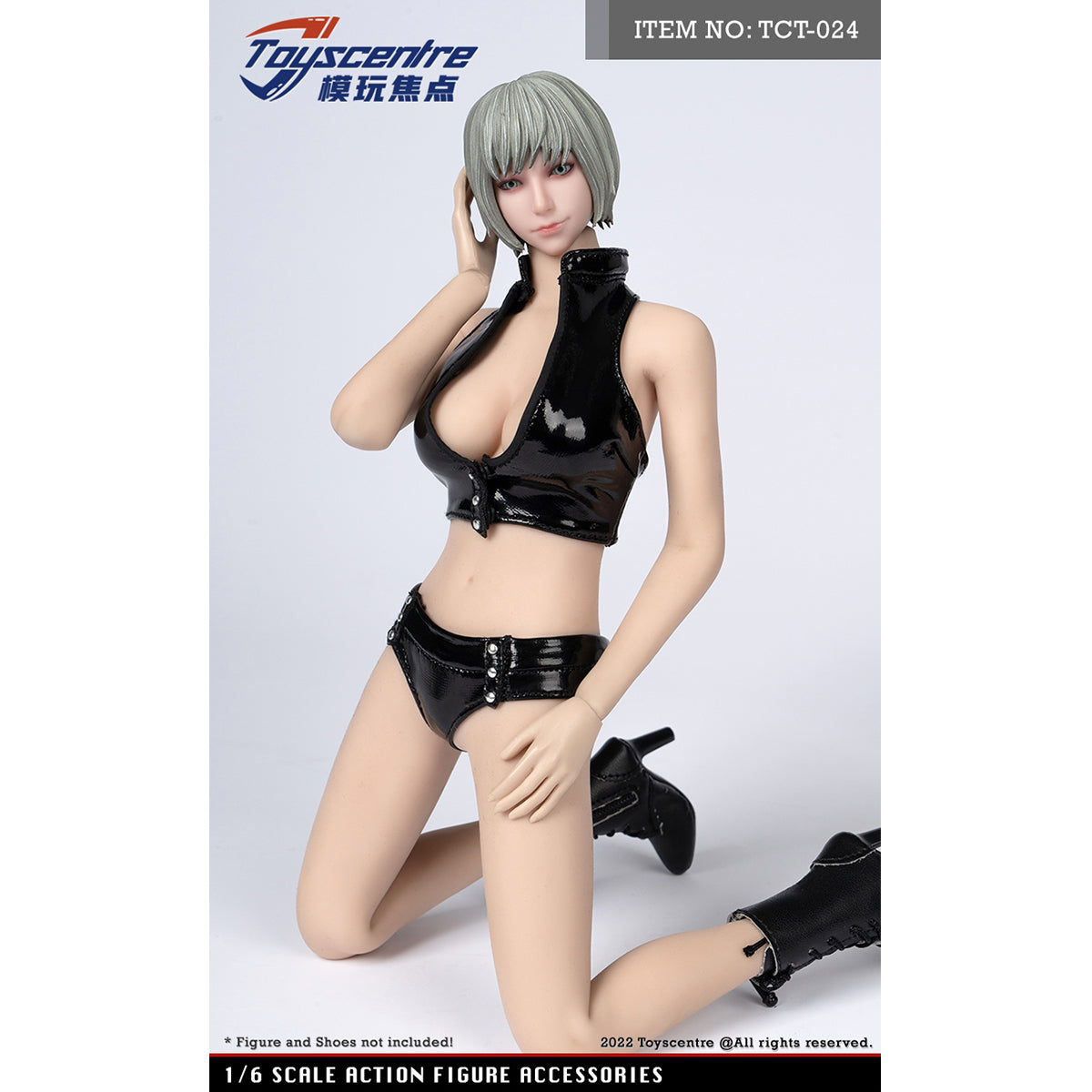 Toyscentre, Female Black Leather Vest + Leather Shorts Set, Doll Clothes Accessory for 12-inches Action Figurine