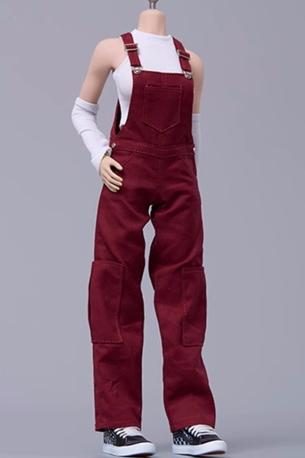 Cdtoys Female Figure Doll Clothes: Jujube Red Suspender Pants For Female 12-inch Action Figure