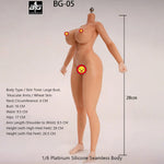 ACTION FIGURE TOYS Seamless Female Platinum Silicone with Stainless Steel Skeleton BG-01–BG-05 Medium/Large/Extra Large Bust, Multiple Skin Tones, Large Hip & Thigh Strap Options 1/6 Scale Action Figure Body