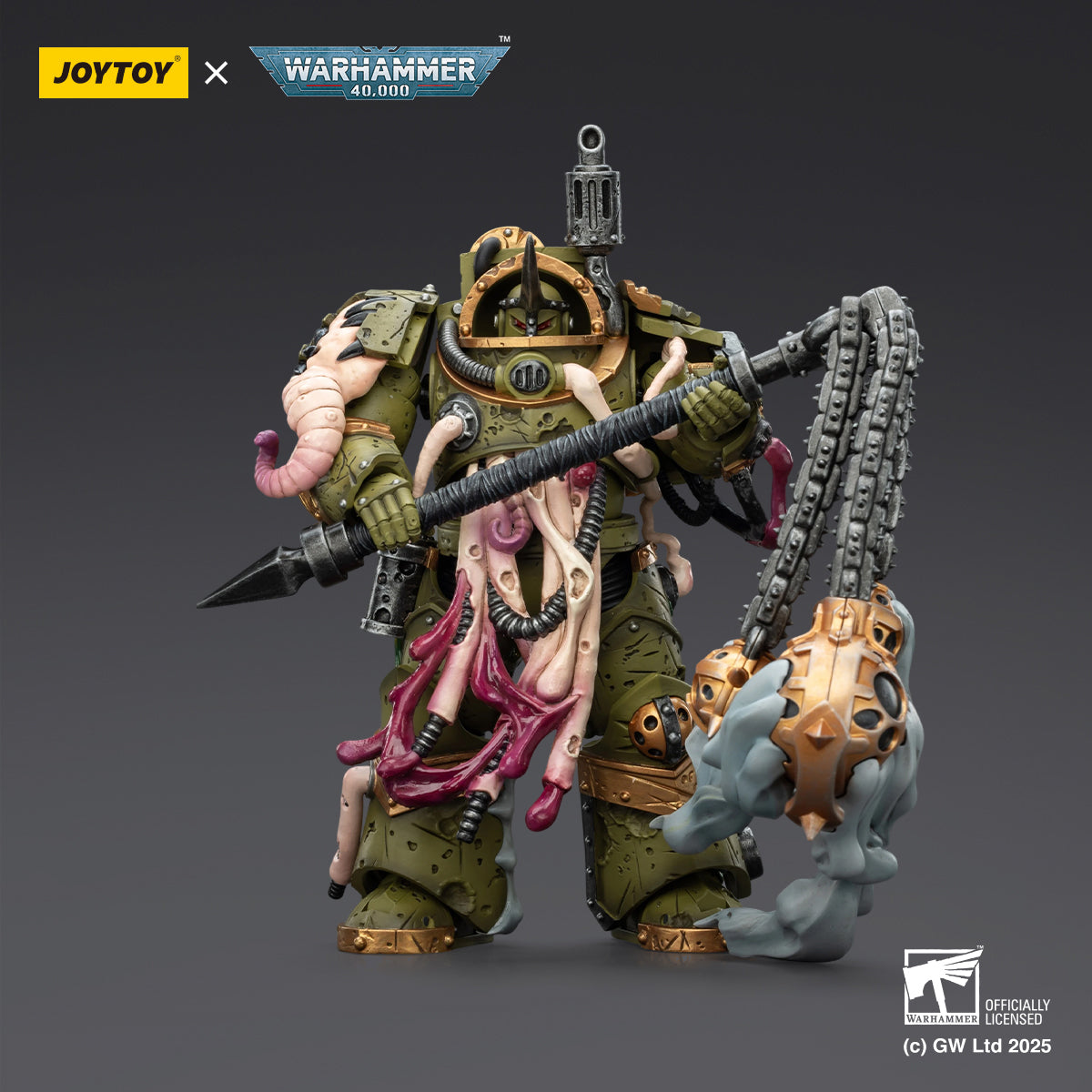 JOYTOY Warhammer Death Guard Blightlord Terminator & Plague Marine Icon bearer with Boltgun and Plague knife 1/18 Scale Action Figure