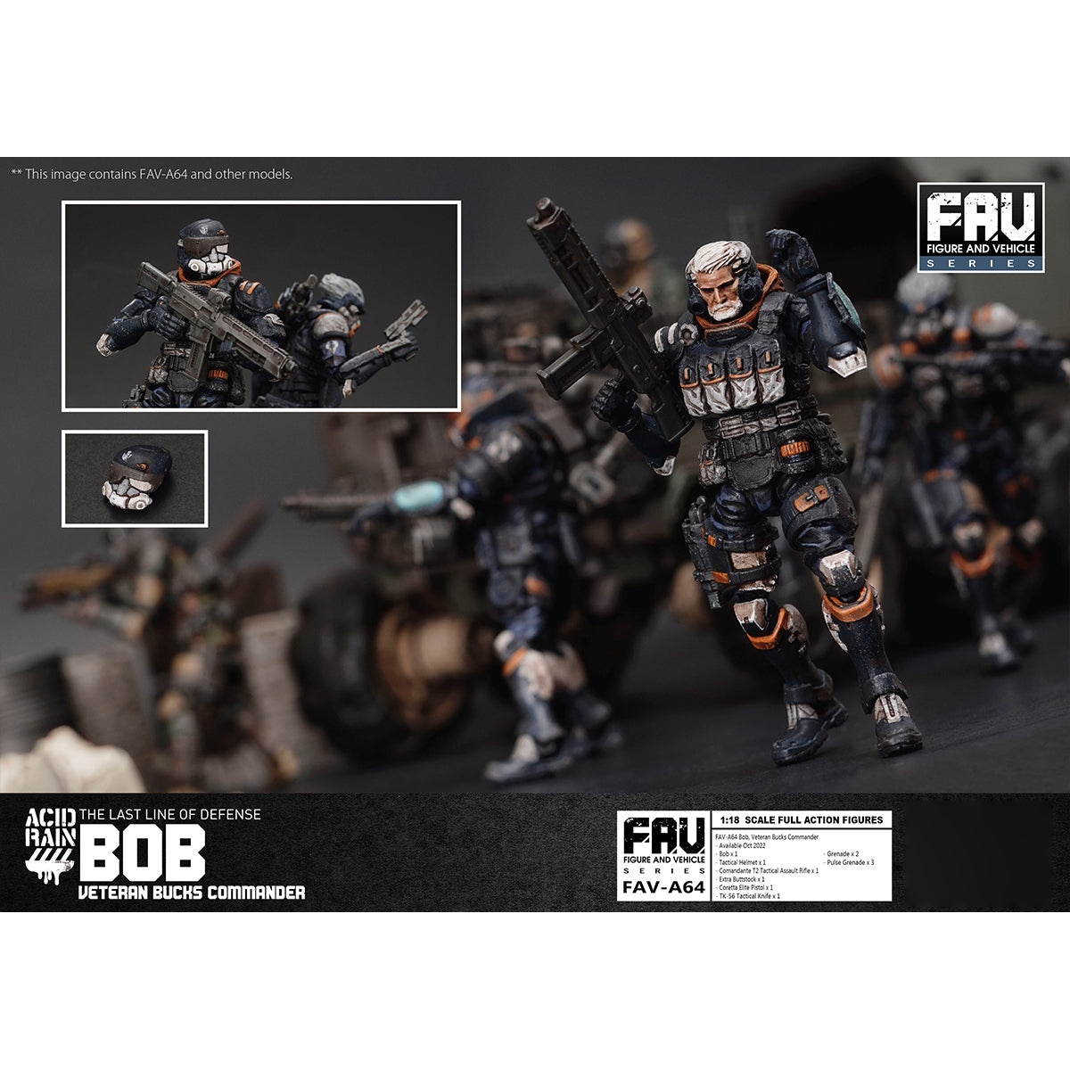 TOY ALLIANCE Figuras de acción de Bob Veteran Bucks Commander de Acid Rain World