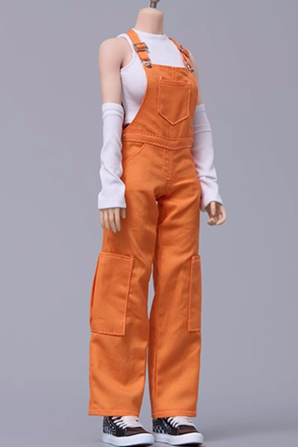 Cdtoys Female Figure Doll Clothes: Orange Suspender Pants For Female 12-inch Action Figure