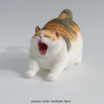 Pawprint Studio Handmade x Double one Yawning Cat Collectible Animal Figurine