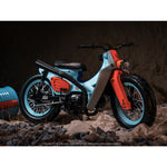 TrickyMan12 SUPER CUB SCRAMBLER MOTORCYCLE Vehicle & Rear Rack 1/6 Scale Vehicle Model