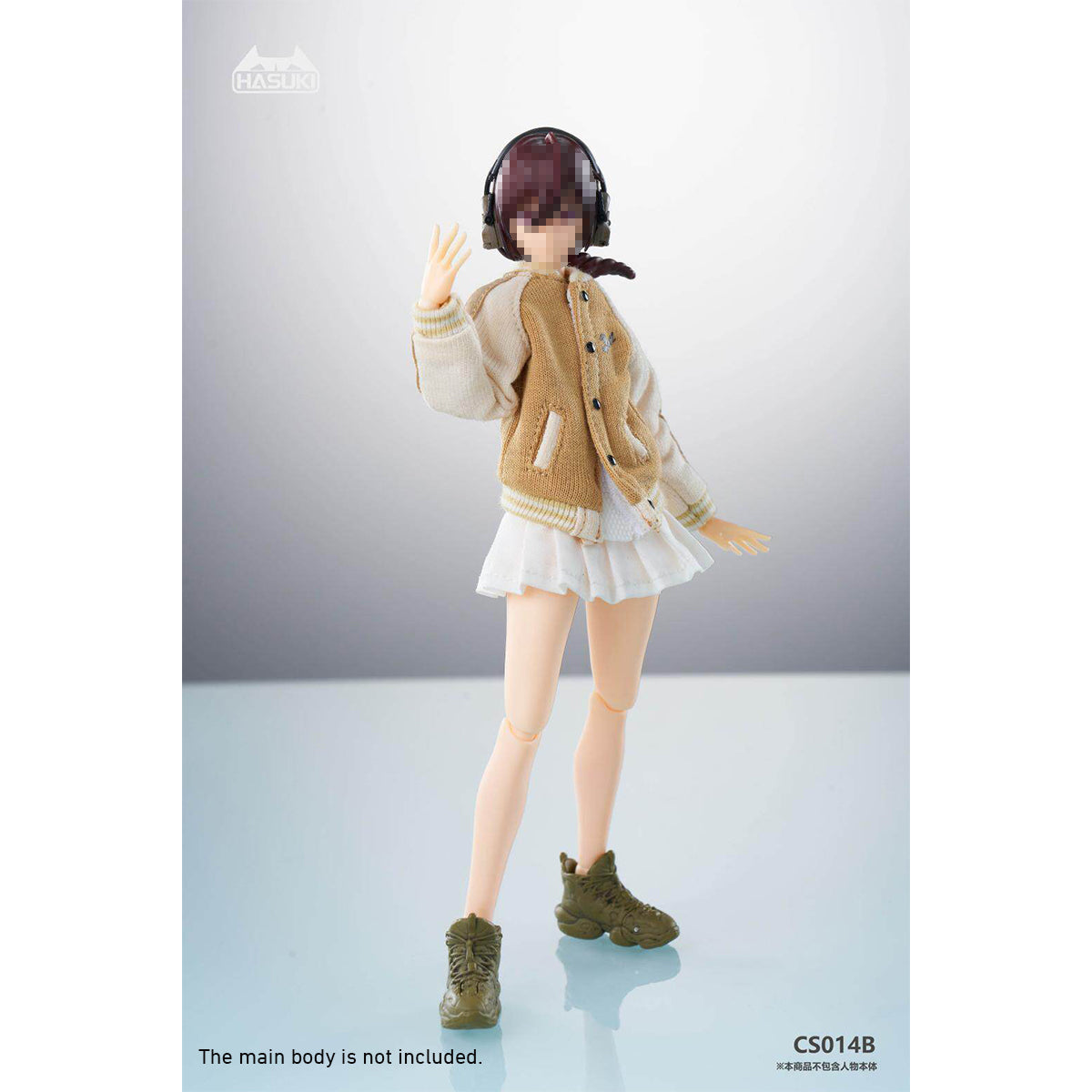 HASUKI Baseball Jacket and Pleated Skirt Set 1/12 Scale Mecha Lady Clothing Pack CS014 Doll Clothes Accessory Fit Action Figure