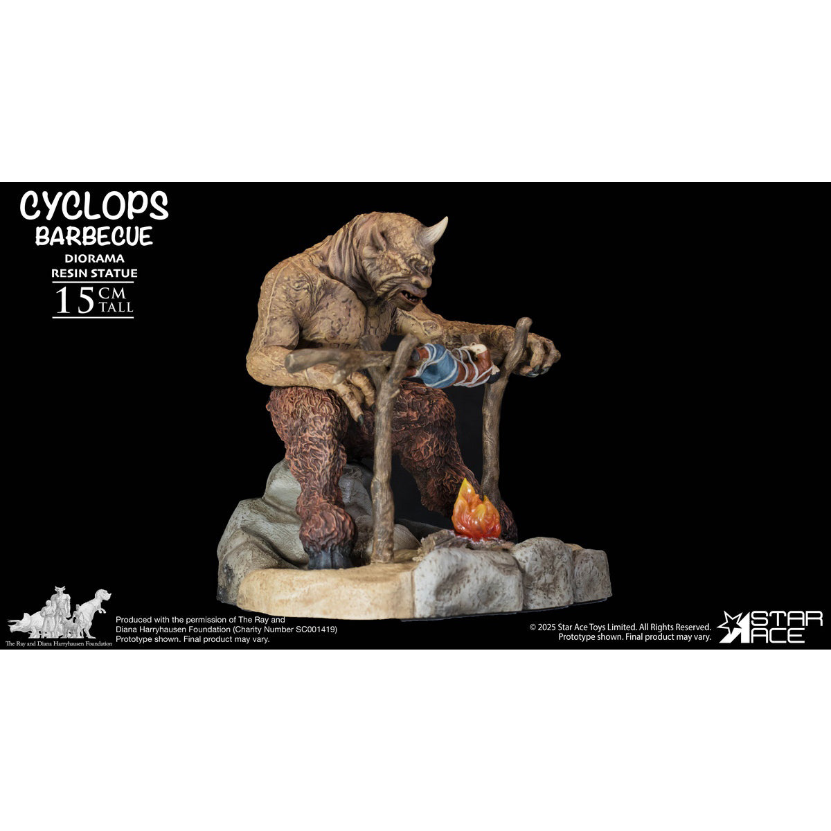 STAR ACE Toys, Ray Harryhausen: The Seventh Voyage of Sinbad - Cyclops Barbeque, Diorama Scene Base for Action Figurine