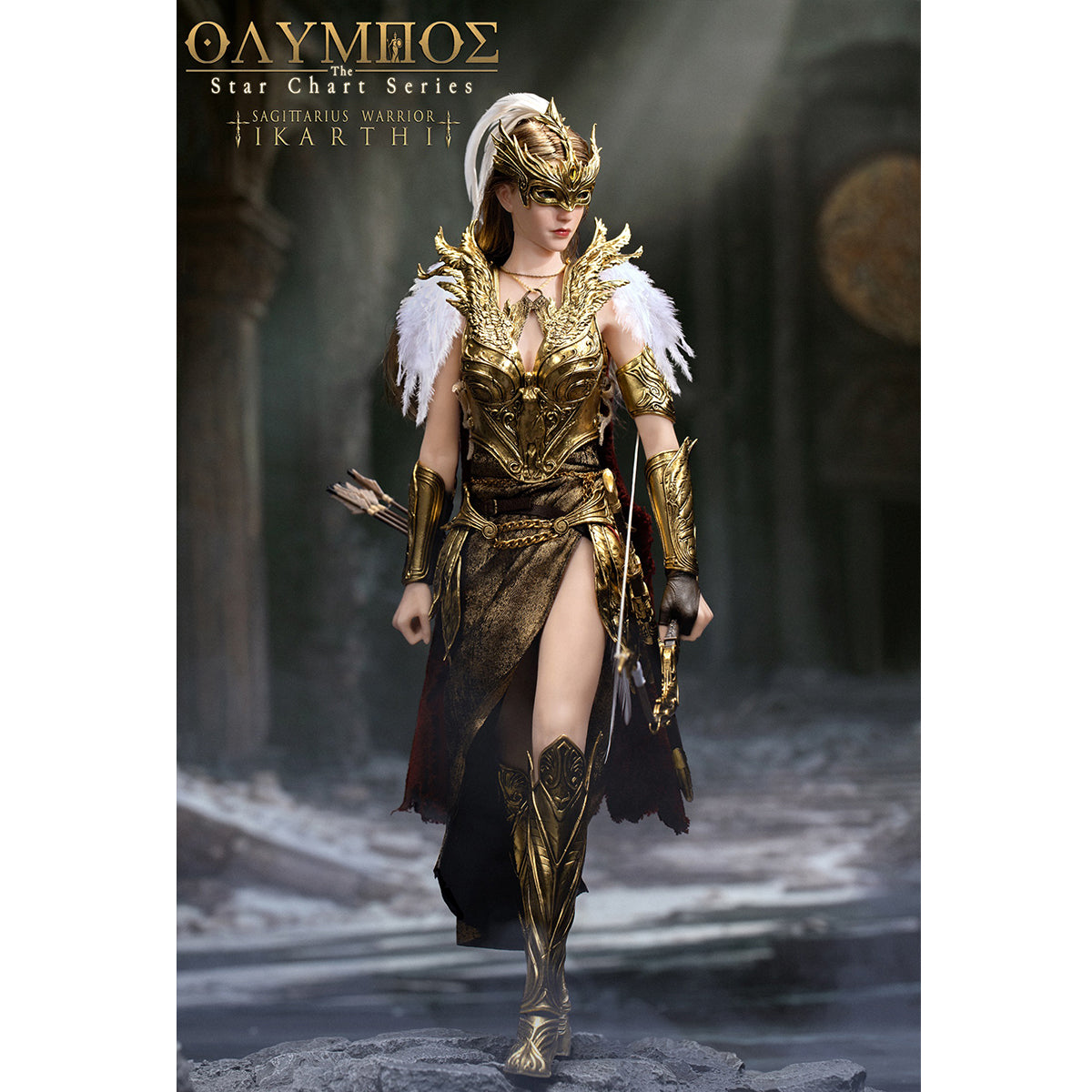 POP COSTUME, Olympus-The Star Chart Series, Sagittarius Warrior Ikarti Action Figures & Roman Ruins Scene Base