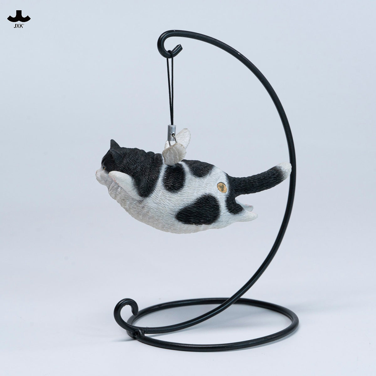 JXK Cat Angel Statue JXK383 Winged Feline Figure with Metal Stand Realistic Animal Collectible for Home Office Desk Decor