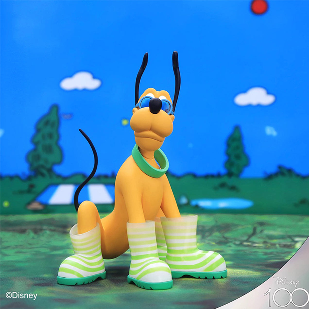 MORSTORM Disney 100th Anniversary Series Pluto in Rain Boots Art Statue