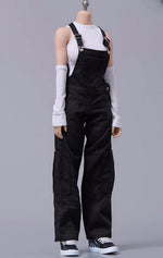Cdtoys Female Figure Doll Clothes: Black Suspender Pants For Female 12-inch Action Figure