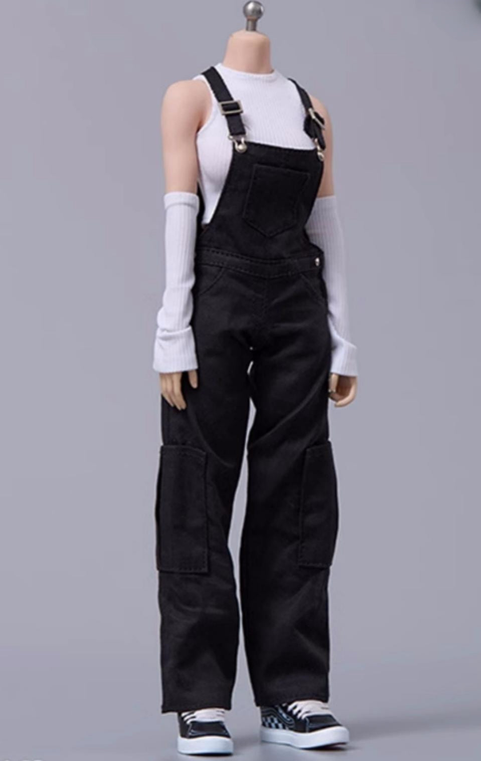Cdtoys Female Figure Doll Clothes: Black Suspender Pants For Female 12-inch Action Figure