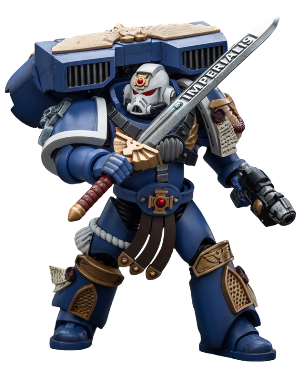 HiPlay JoyToy 40K Collectible Figure: Ultramarines Vanguard Veteran Sergeant 1:18 Scale Action Figures (Sergeant JT8018)