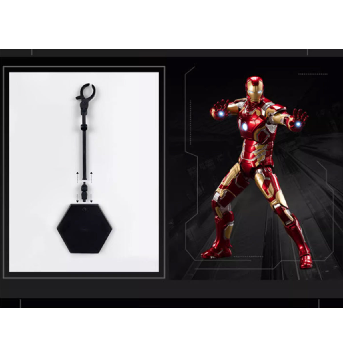 ZD Toys Anniversary Series Collectible Action Figure Full Set: Iron Man MK43, Illuminated Edition, 1:10 Scale Miniature