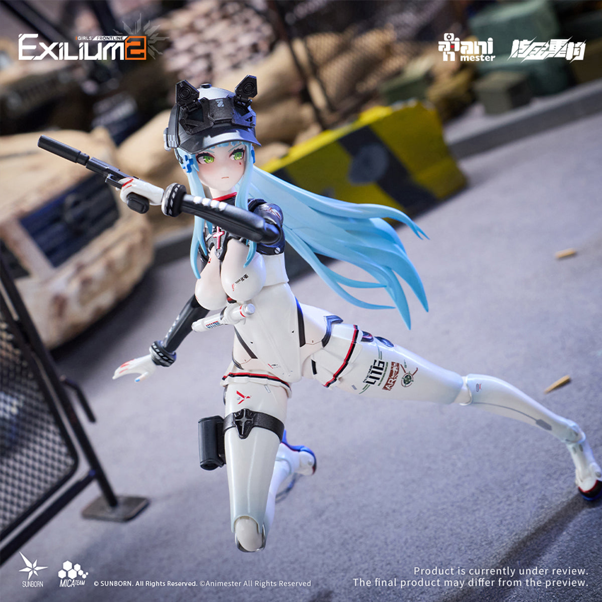 Animester Girls' Frontline 2: Exilium Klukai Action Figure Set with Motorcycle Vehicle 1/12 Scale