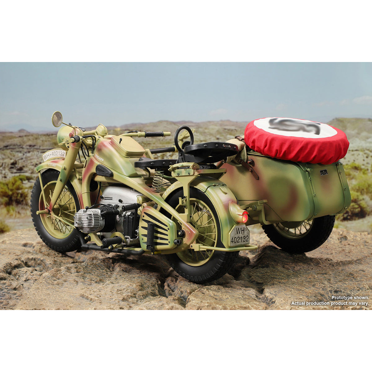 DID WWII German Zundapp KS750 Motorcycle with Sidecar Camouflage for Action Figures
