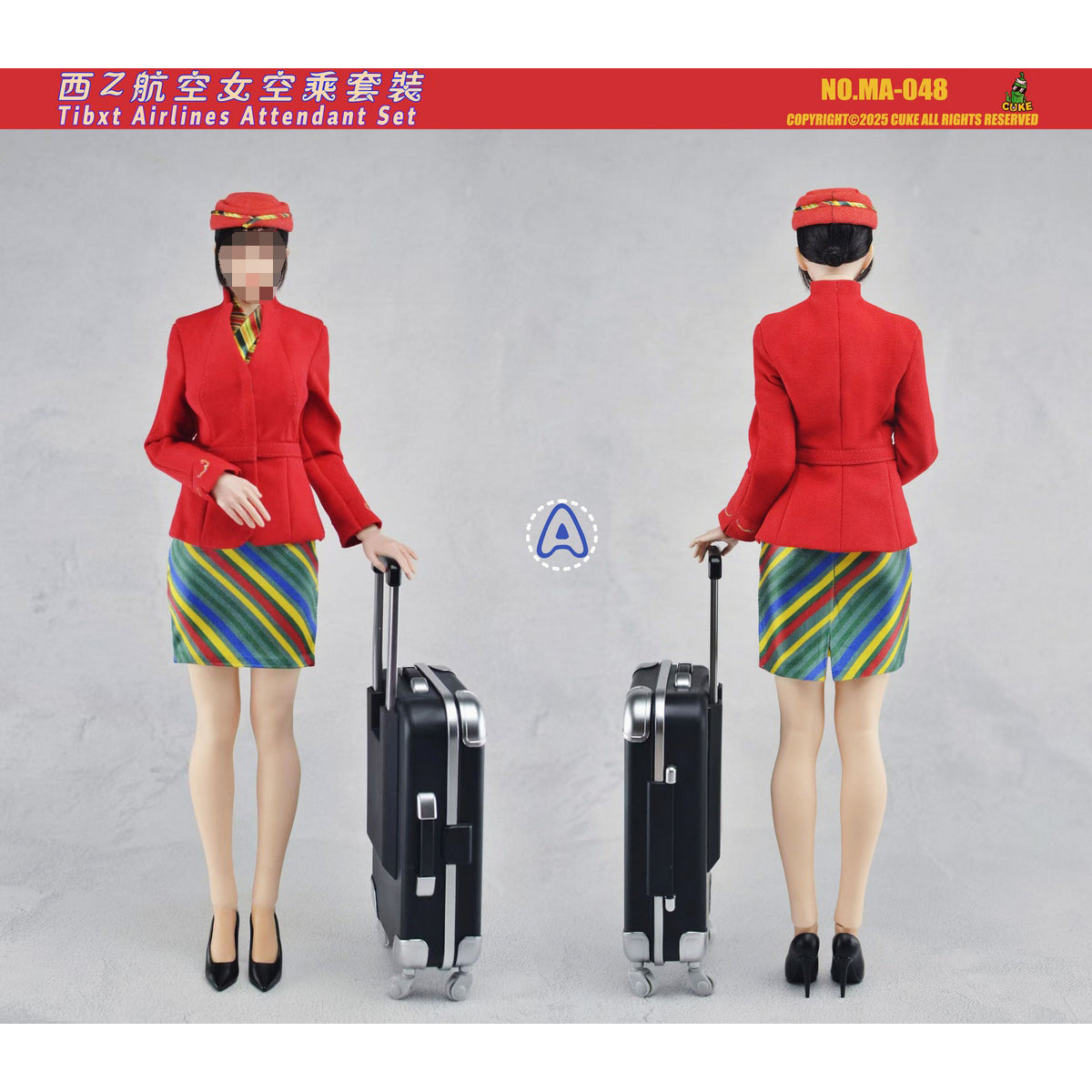 CUKE TOYS West Z Airlines Female Flight Attendant Outfit Set MA-048 Doll Clothes Accessory Fit 1/6 Scale 12-inches Action Figure