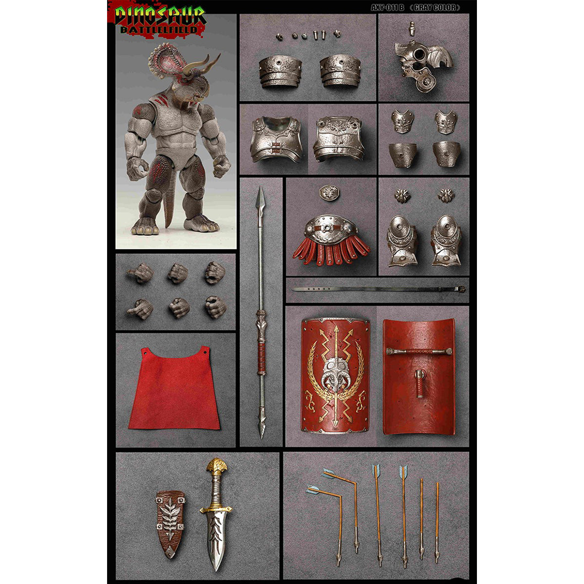 AXYTOYS Dinosaur Battlefield Triceratops & Accessory Pack Action Figures