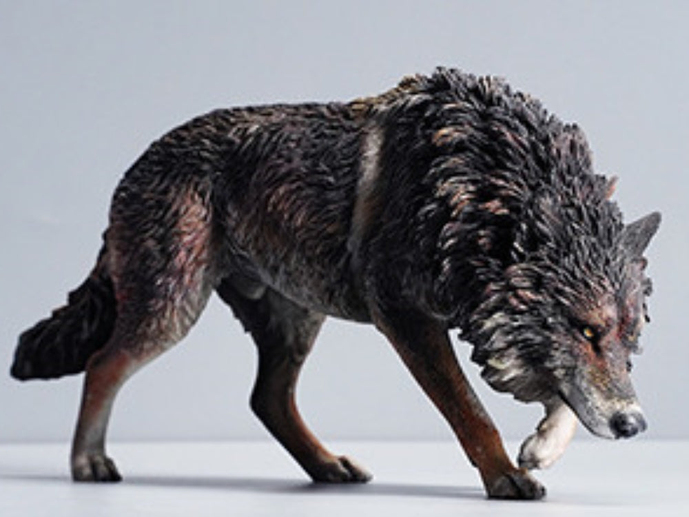 JXK Collectible Wolf Figure: North American Gray Wolf, Expertly Hand-Painted, Lifelike, Safe Resin, 1:6 Scale Miniature Animal Figurine