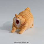 Pawprint Studio Handmade x Double one Yawning Cat Collectible Animal Figurine