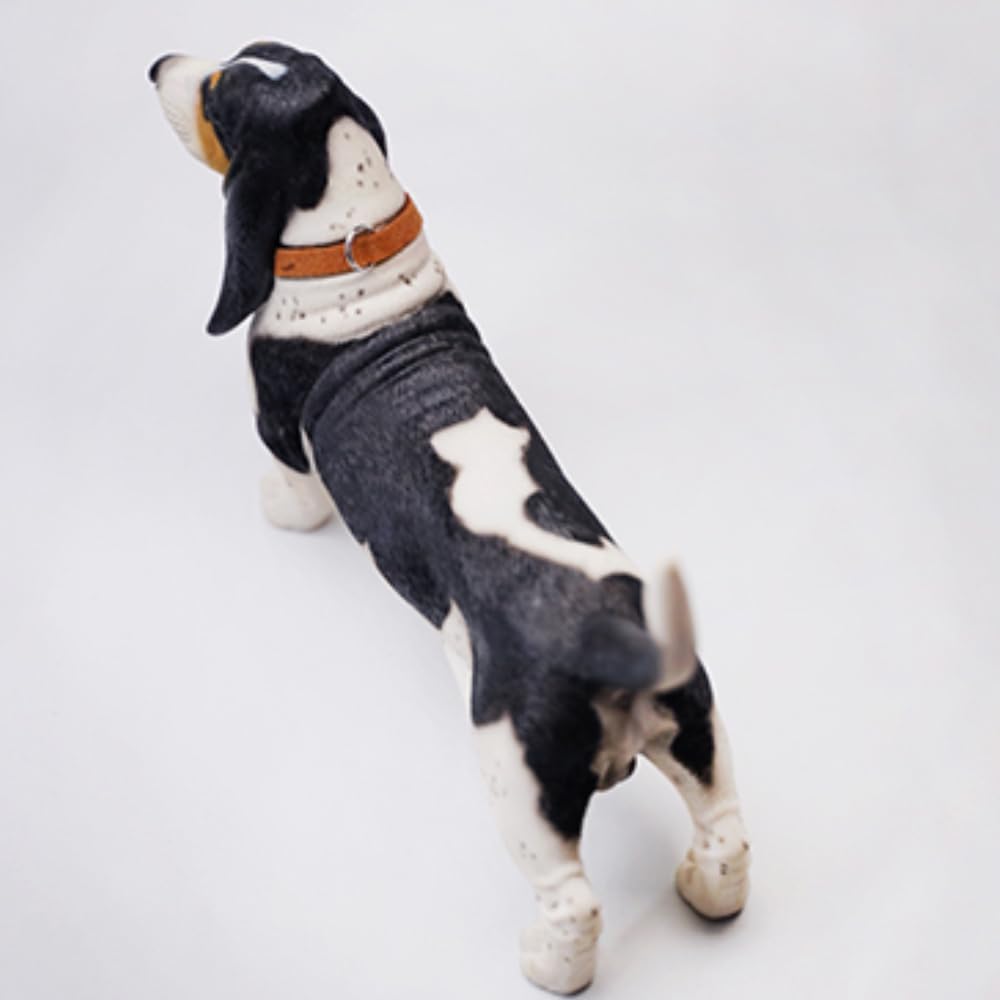 HiPlay JXK Collectible Dog Figure: Basset Hound, Expertly Hand-Painted, Lifelike, Safe Resin, 1:6 Scale Miniature Animal Figurine