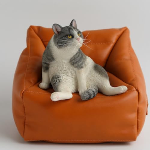 HiPlay JXK Collectible Cat Figure: Lazy Cat 3.0, Expertly Hand-Painted, Lifelike, Safe Resin, 1:6 Scale Miniature Animal Figurine