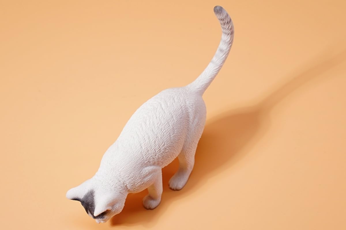 HiPlay JXK Collectible Cat Figure: Cats Eat Food, Expertly Hand-Painted, Lifelike, Safe Resin, 1:6 Scale Miniature Animal Figurine