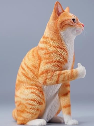 HiPlay JXK Collectible Cat Figure: Thumb Up Cat, Expertly Hand-Painted, Lifelike, Safe Resin, 1:6 Scale Miniature Animal Figurine