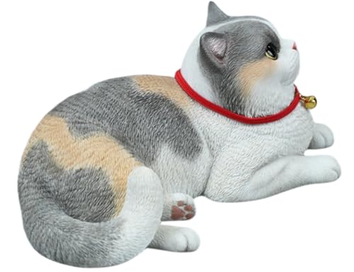 HiPlay JXK Collectible Cat Figure: Shorthair Cat, Expertly Hand-Painted, Lifelike, Safe Resin, 1:3 Scale Miniature Animal Figurine