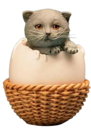 HiPlay JXK Collectible Cat Figure: The Cat in The Eggshell, Expertly Hand-Painted, Lifelike, Safe Resin, 1:6 Scale Miniature Animal Figurine