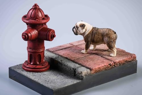 HiPlay JXK Collectible Dog Figure: Bulldog, Expertly Hand-Painted, Lifelike, Safe Resin, 1:12 Scale Miniature Animal Figurine