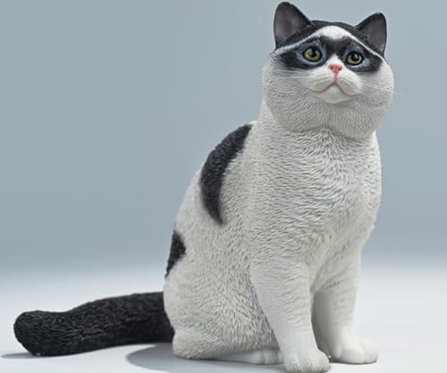 HiPlay JXK Collectible Cat Figure: Zorro Cat Model, Expertly Hand-Painted, Lifelike, Safe Resin, Miniature Animal Figurine CW2303