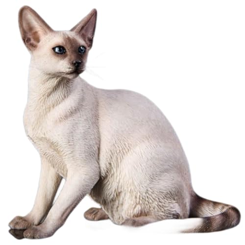 HiPlay JXK Collectible Cat Figure: Siamese Cat, Expertly Hand-Painted, Lifelike, Safe Resin, 1:6 Scale Miniature Animal Figurine