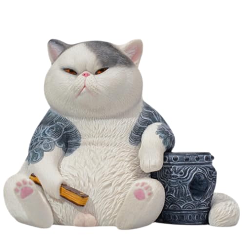 HiPlay JXK Collectible Cat Figure: Dying is as Natural as Living, Expertly Hand-Painted, Lifelike, Safe Resin, 1:12 Scale Miniature Animal Figurine