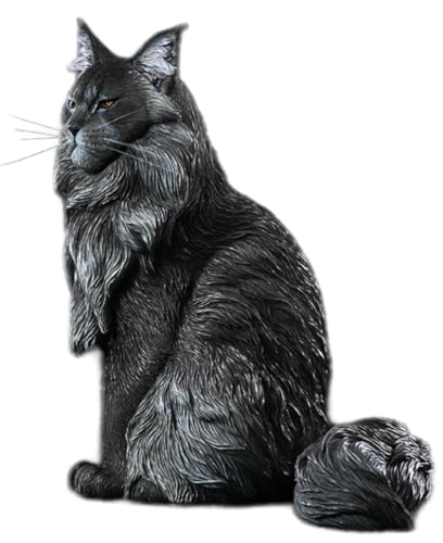 HiPlay JXK Collectible Cat Figure: Maine Coon, Expertly Hand-Painted, Lifelike, Safe Resin, 1:6 Scale Miniature Animal Figurine JXK193A