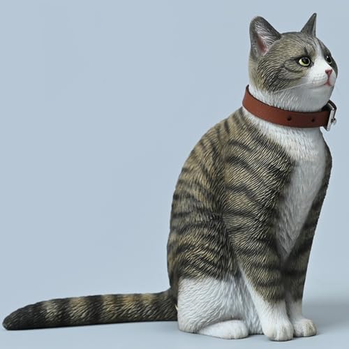 HiPlay JXK Collectible Cat Figure: Felis Catus, Expertly Hand-Painted, Lifelike, Safe Resin, 1:6 Scale Miniature Animal Figurine