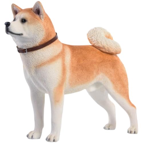 HiPlay JXK Collectible Dog Figure: Japanese Akita, Expertly Hand-Painted, Lifelike, Safe Resin, 1:6 Scale Miniature Animal Figurine