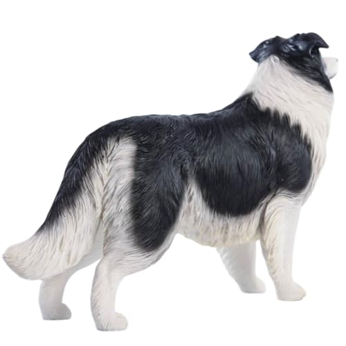 HiPlay JXK Collectible Dog Figure: Border Collie, Expertly Hand-Painted, Lifelike, Safe Resin, 1:6 Scale Miniature Animal Figurine