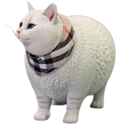 HiPlay JXK Collectible Cat Figure: Change Head Fat Cat, Expertly Hand-Painted, Lifelike, Safe Resin, 1:6 Scale Miniature Animal Figurine