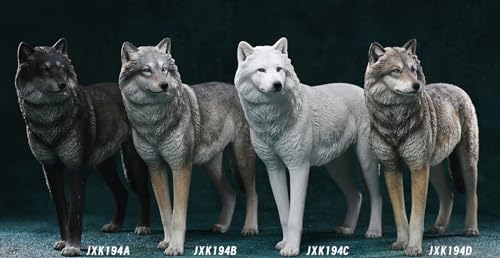 HiPlay JXK Collectible Wolf Figure: Arctic Wolf, Expertly Hand-Painted, Lifelike, Safe Resin, 1:6 Scale Miniature Animal Figurine